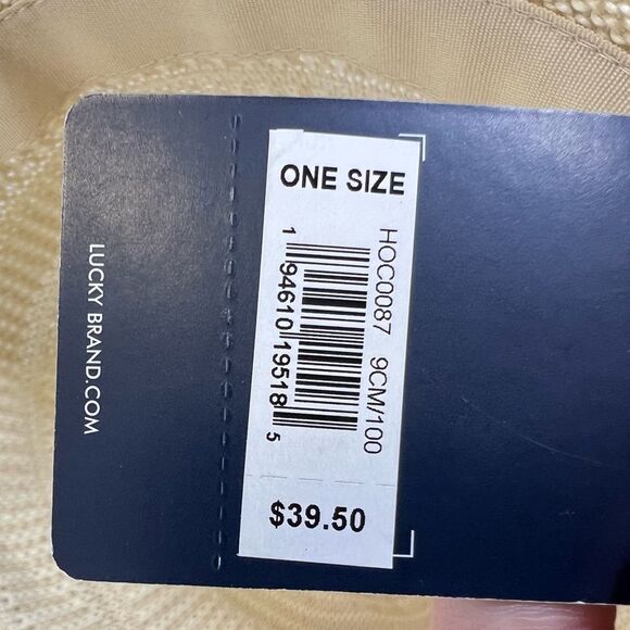 NEW Lucky Brand Stripe Woven Knit Hat Cream One Size - Picture 10 of 12